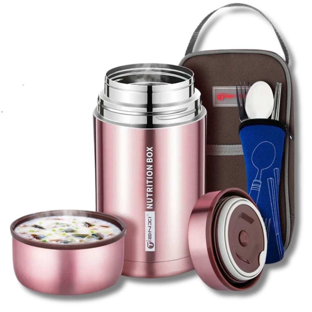 GIANXI Gourde Isotherme Lunch Box 1150ml Set Pink 1150ml set
